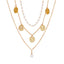 Retro Multi-Layer Pearl Disc Necklace - Vintage Minimalist Alloy Chain