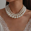 Retro Geometric Pearl Multi-layer Statement Choker Necklace