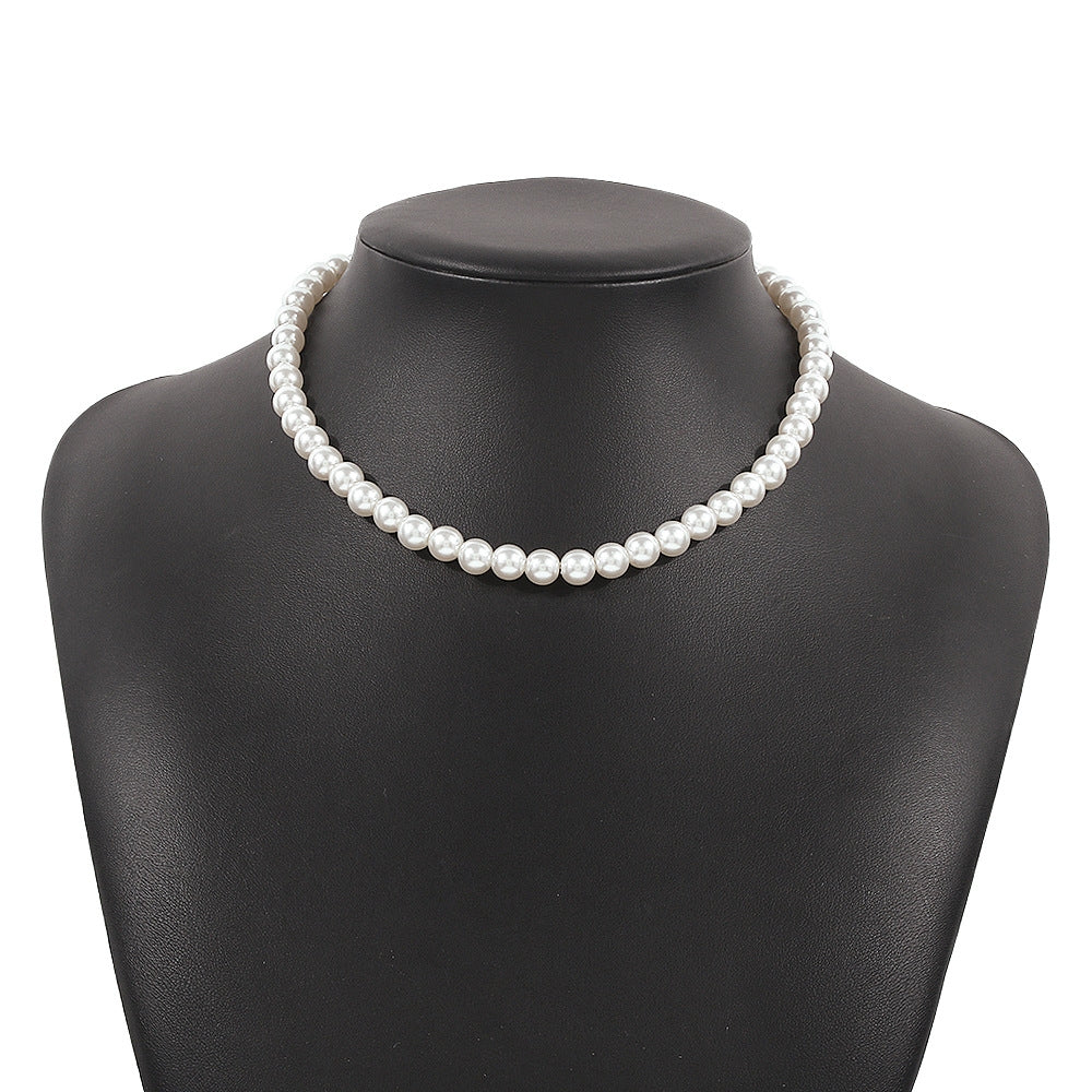 Retro Geometric Pearl Multi-layer Statement Choker Necklace