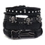 Retro Punk Geometric Skull Leather Bracelet Set for Men