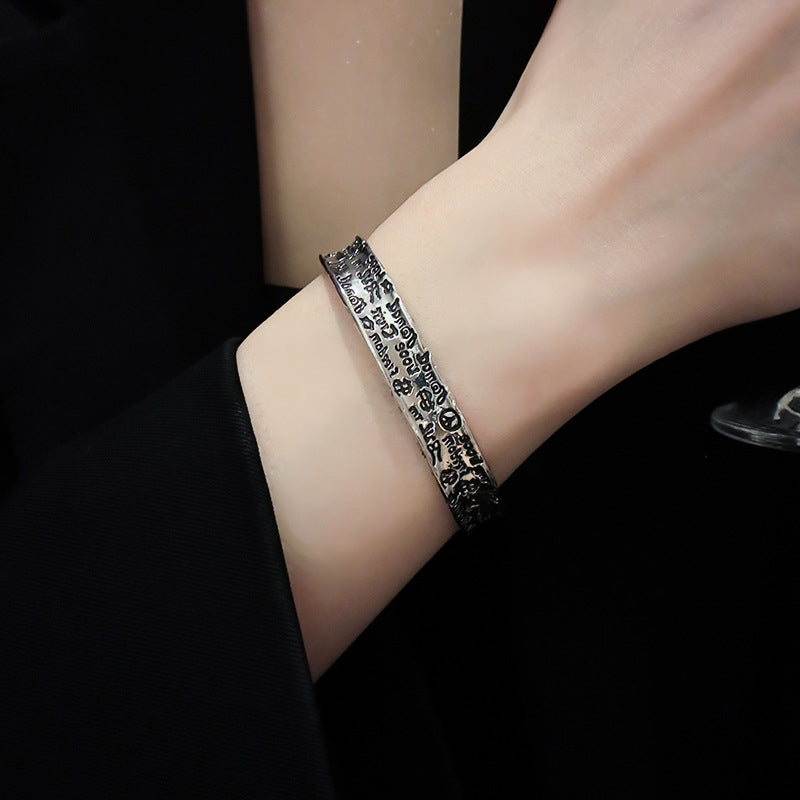 Retro Punk Geometric Letter Alloy Open Cuff Bracelet