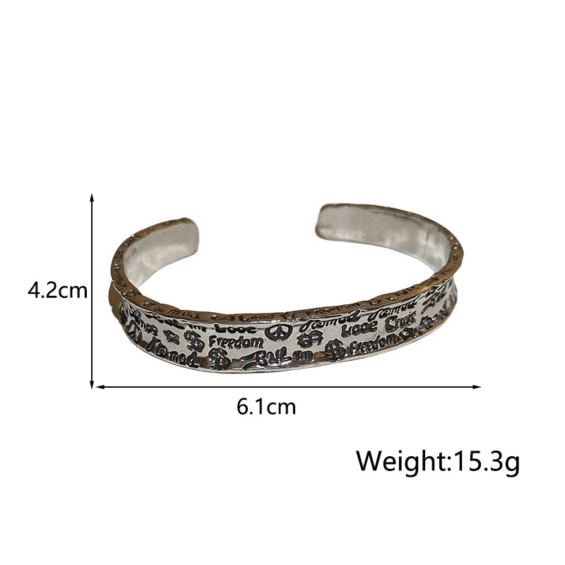 Retro Punk Letter Alloy Wholesale Bangle