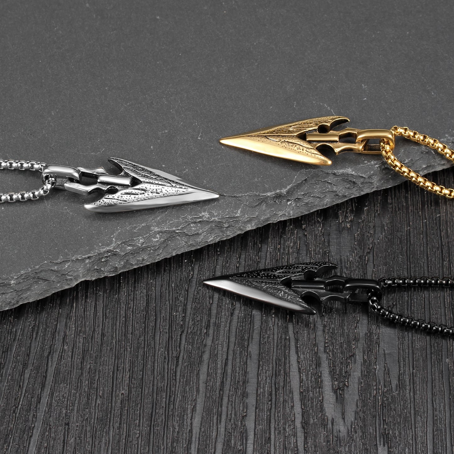 Retro Punk Arrowhead Triangle Stainless Steel Men's Pendant Necklace