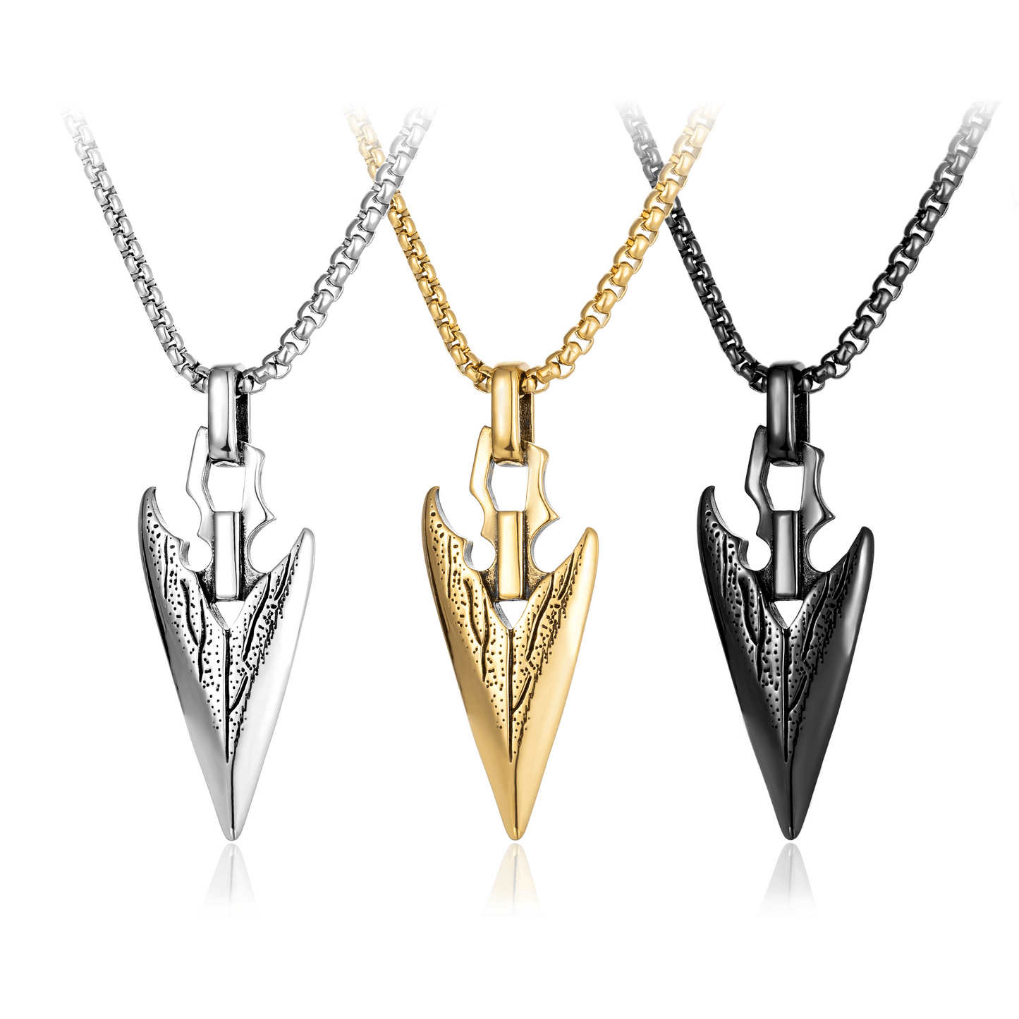 Retro Punk Arrowhead Triangle Stainless Steel Men's Pendant Necklace