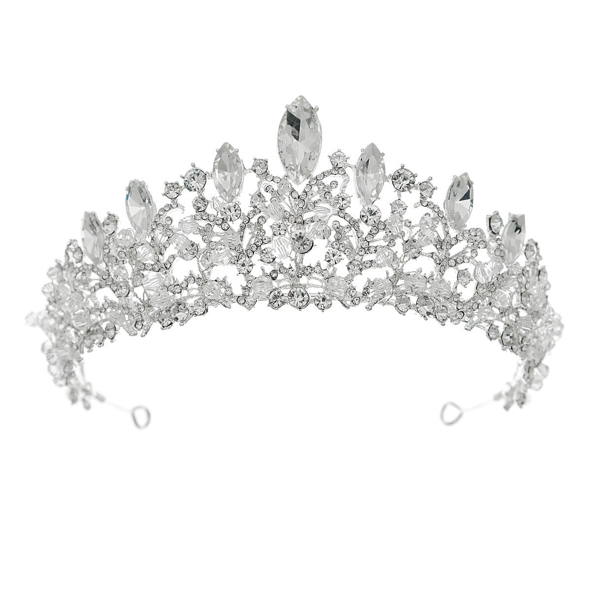 Retro Romantic Oval Alloy Rhinestone Bridal Crown - Elegant Crystal Headdress for Weddings