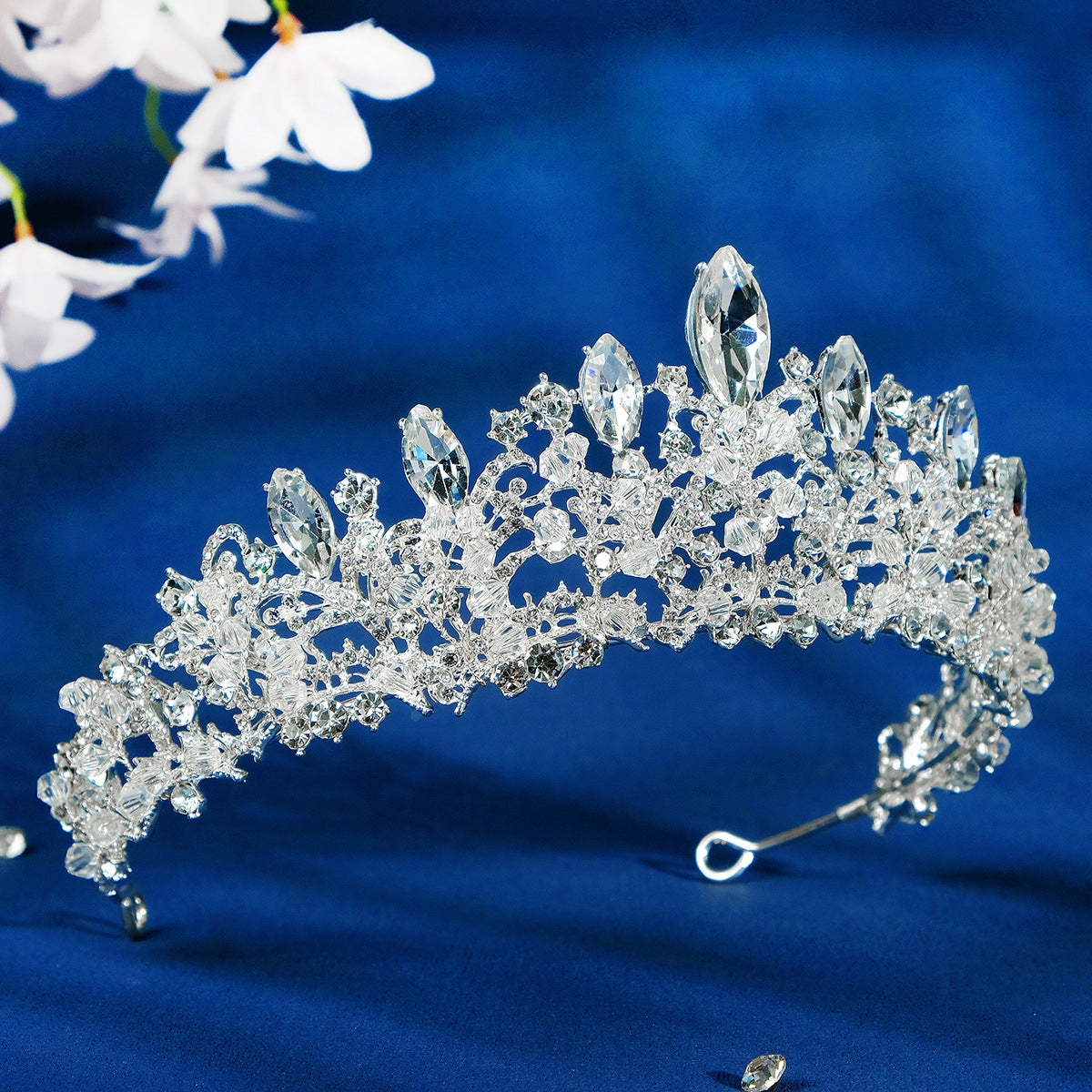 Retro Romantic Oval Alloy Rhinestone Bridal Crown - Elegant Crystal Headdress for Weddings