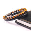 Retro Round Alloy Beaded Leather Bracelet with Natural Stone Tiger Eye and Agate