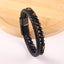 Retro Round Alloy Beaded Leather Bracelet with Natural Stone Tiger Eye and Agate