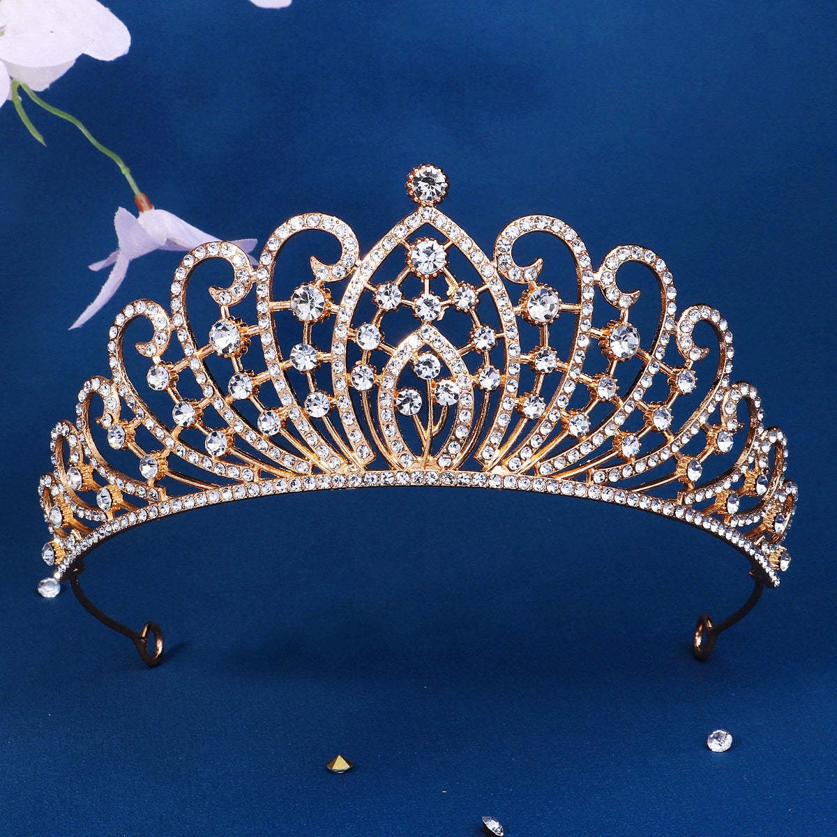 Retro Luxury Zircon Inlay Crown with Colored Diamonds for Brides and Performances