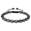 Retro Black Magnet Beaded Men's Bracelet with Heart Charm, Adjustable Braided Design