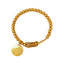 Retro Round Pendant 18K Gold Plated Stainless Steel Elastic Bead Bracelet