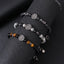 Retro Cross Stainless Steel & Obsidian Beaded Men's Bracelet