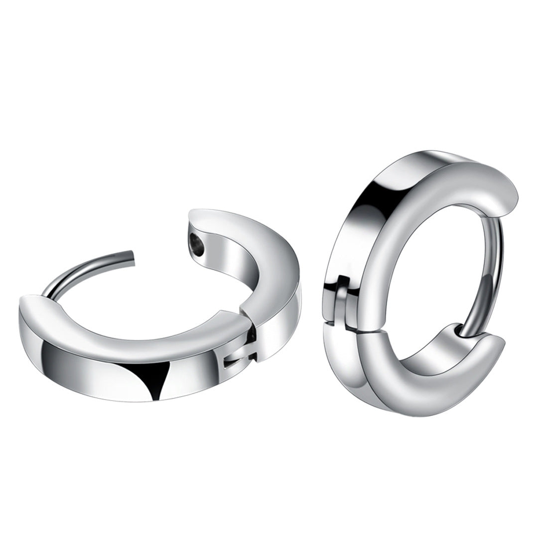 Retro Round Stainless Steel Hoop Earrings - Trendy Fashion Jewelry