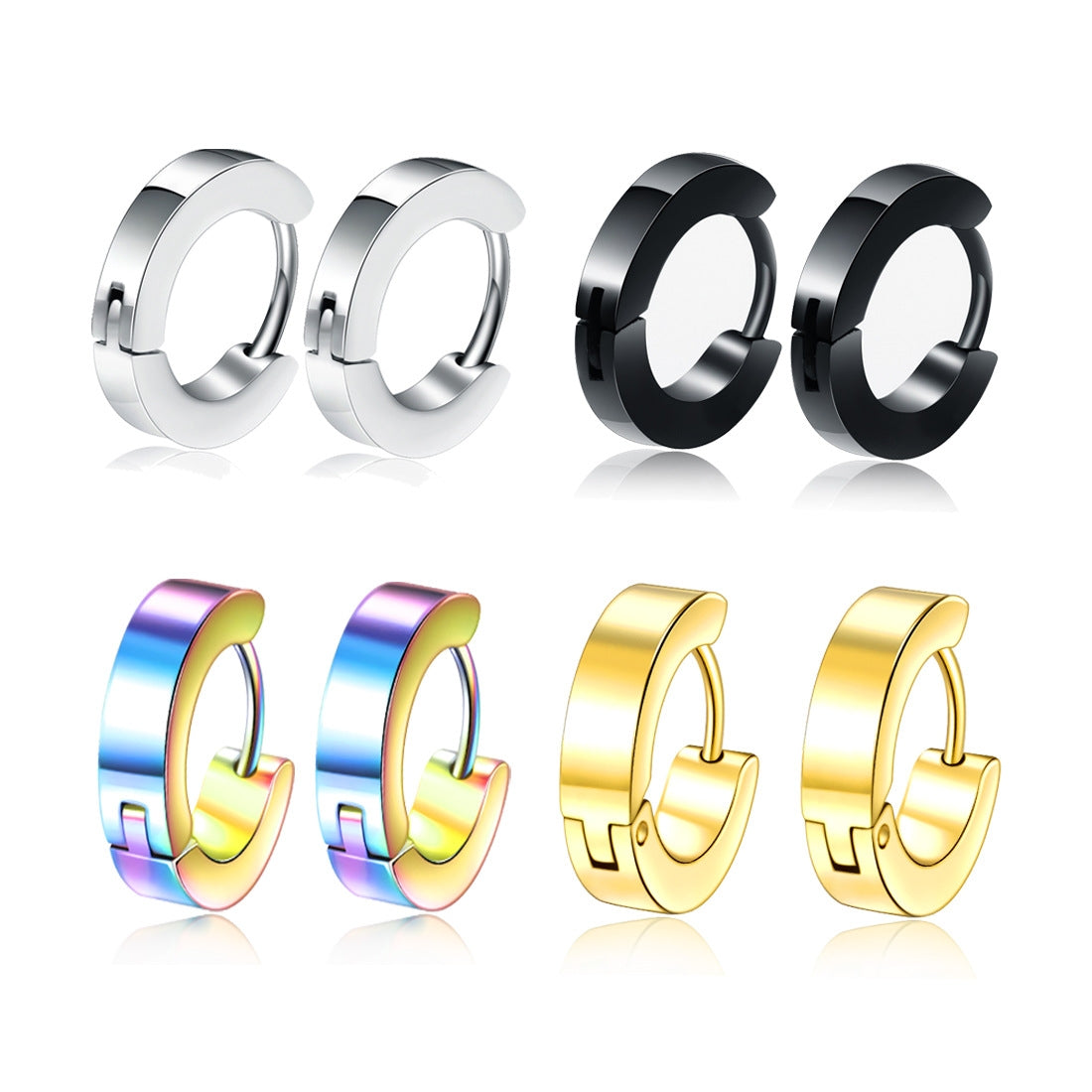 Retro Round Stainless Steel Hoop Earrings - Trendy Fashion Jewelry