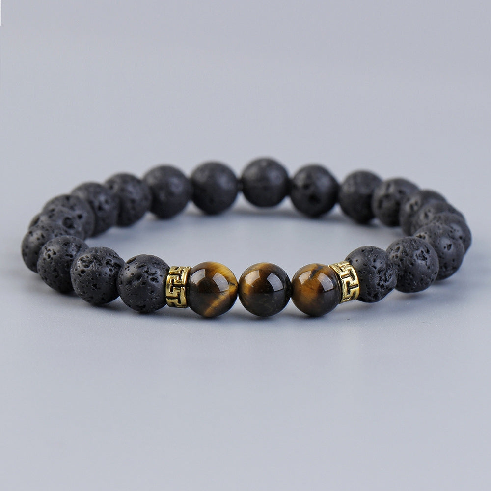 Retro Volcanic Rock Agate & Lava Stone Aromatherapy Unisex Bracelet