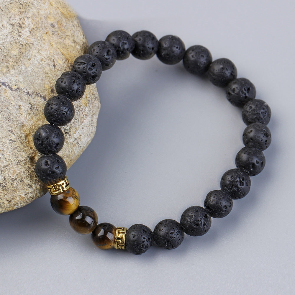 Retro Volcanic Rock Agate & Lava Stone Aromatherapy Unisex Bracelet