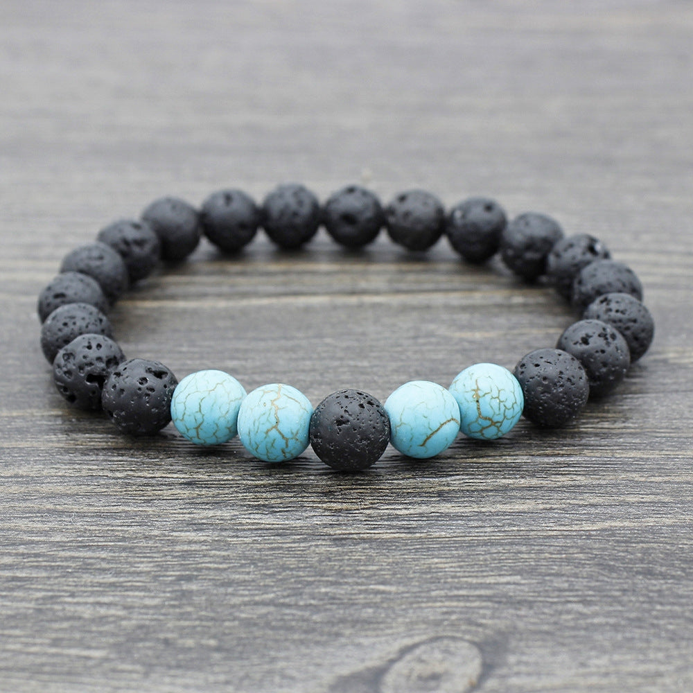 Retro Volcanic Lava Stone Beaded Unisex Yoga Bracelet