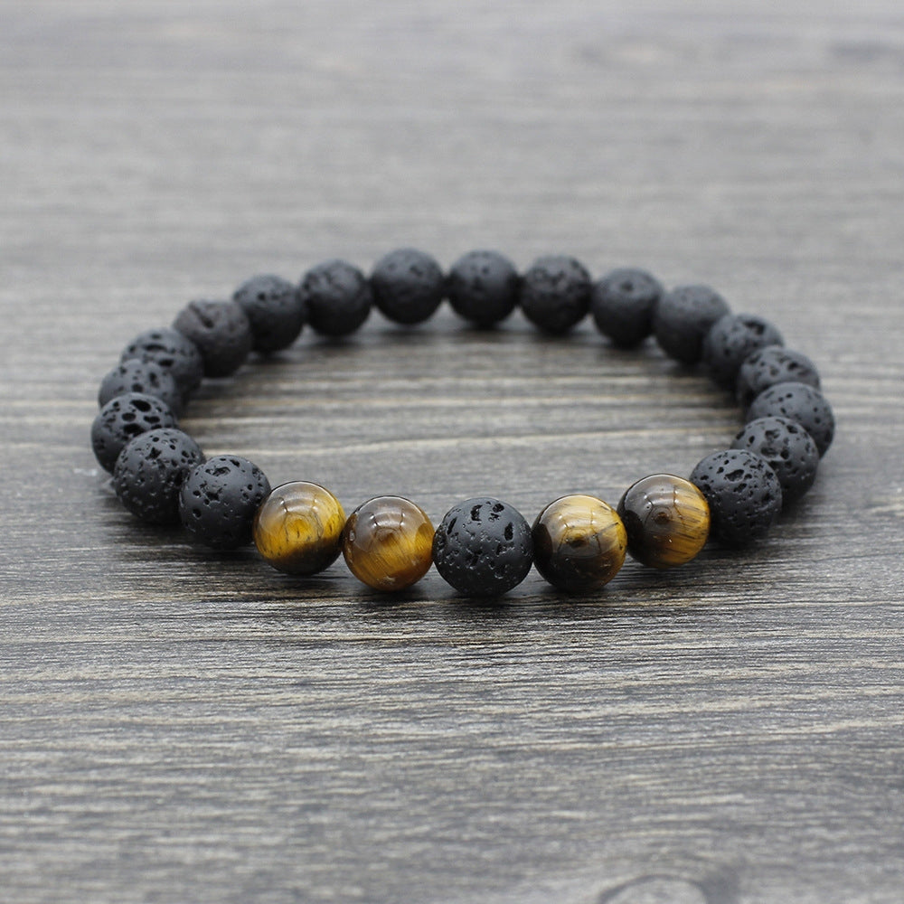 Retro Volcanic Lava Stone Beaded Unisex Yoga Bracelet