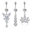 Retro Butterfly Crown Zircon Inlay Stainless Steel Belly Ring