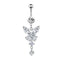 Retro Butterfly Crown Zircon Inlay Stainless Steel Belly Ring