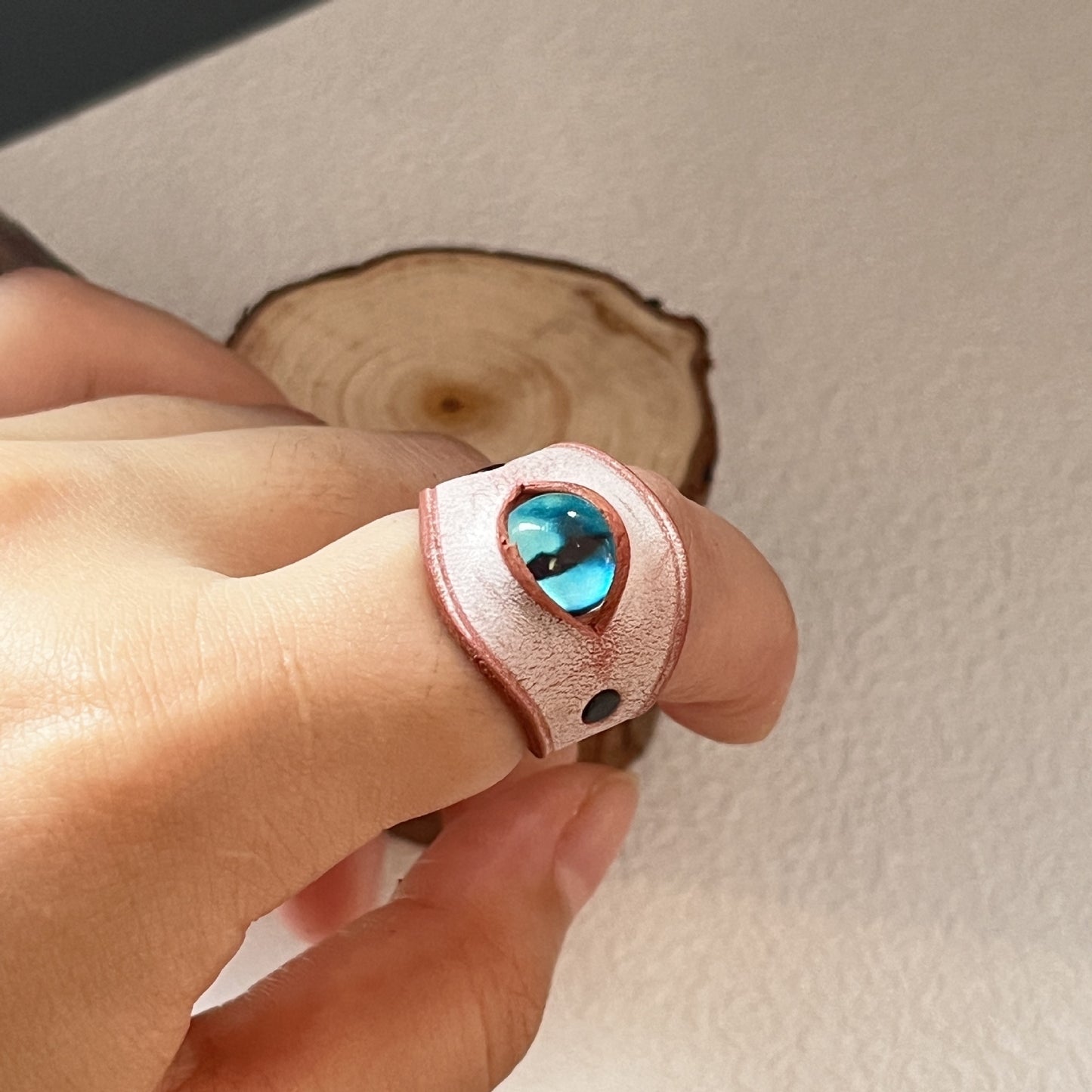 Retro Blue Evil Eye PU Leather Ring