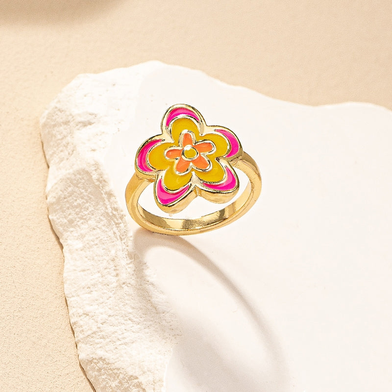 Retro Flower Design Alloy Statement Rings for Women