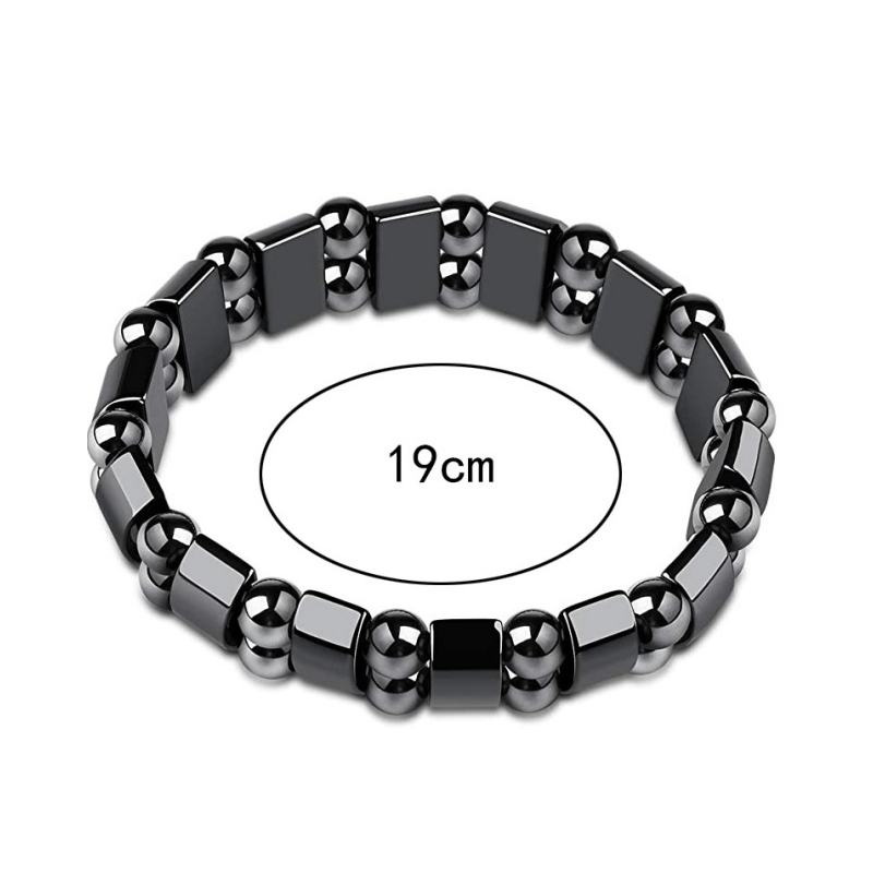 Retro Hematite Polished Unisex Elastic Square Bead Bracelet