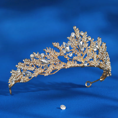 Retro Gold Alloy Crystal Bridal Tiara and Wedding Hair Accessories