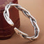 Retro 925 Sterling Silver Braided Open Cuff Bangle for Men and Women