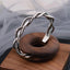 Retro 925 Sterling Silver Braided Open Cuff Bangle for Men and Women