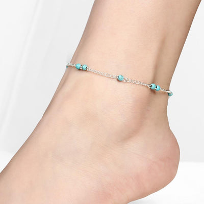 Retro Alloy Beaded Turquoise Women's Anklet