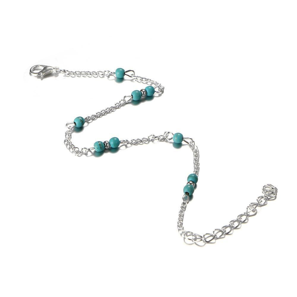 Retro Alloy Beaded Turquoise Women's Anklet