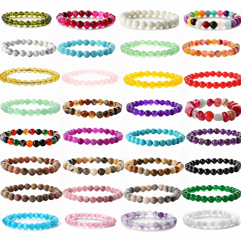 Retro Multicolor Natural Stone Beaded Bracelet Set