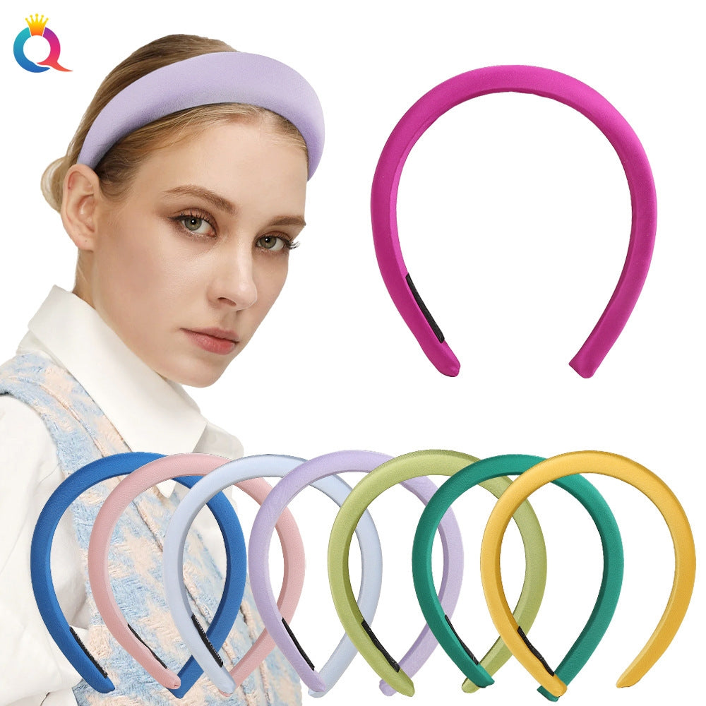 Retro Candy Color Wide Headband with Satin Finish