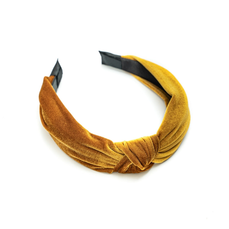 Retro Solid Color Velvet Knot Headband for Women