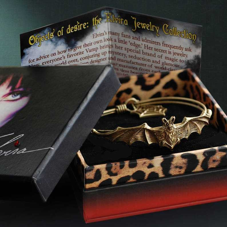 Retro Gold Plated Men's Bangle and Gothic Bat Halloween Bracelet