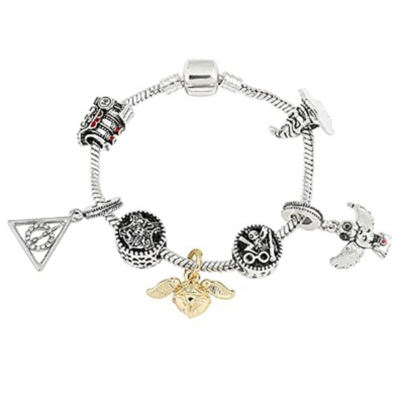 Retro Sterling Silver Cartoon Charm Bracelets for Women and Kids