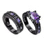 Retro Square Alloy Inlaid Purple Zircon Ring Set