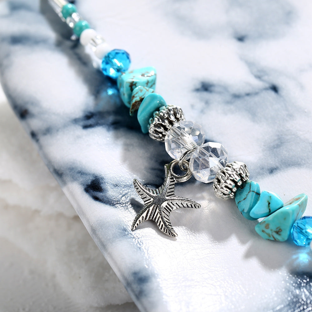 Retro Starfish Beaded Anklet for Women