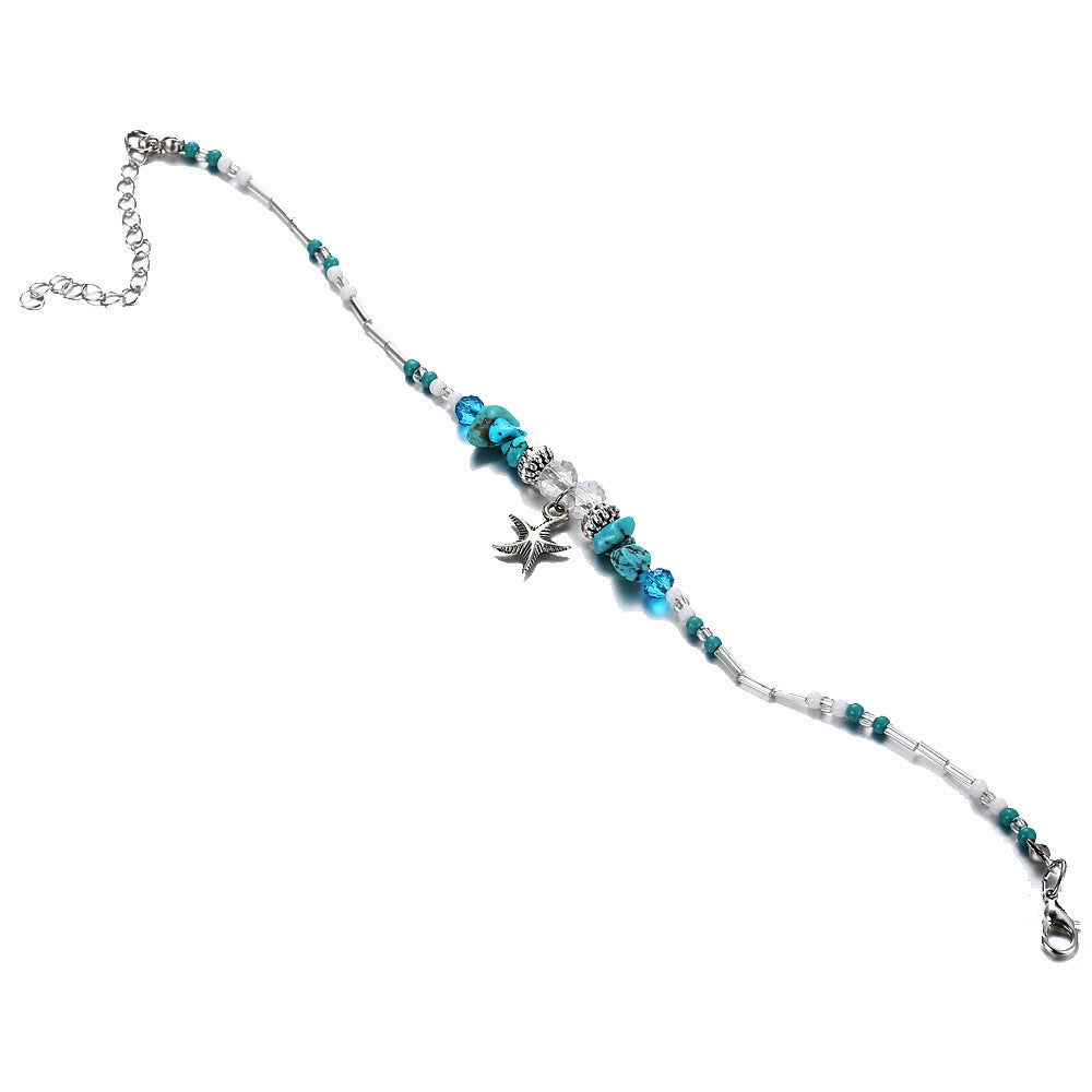 Retro Starfish Beaded Anklet for Women