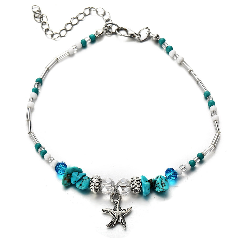 Retro Starfish Beaded Anklet for Women