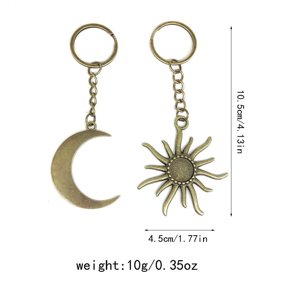 Retro Sun Moon Gold Plated Alloy Keychain Pendant