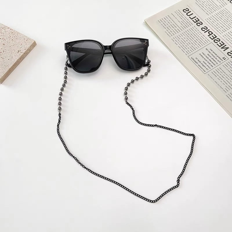 Retro Solid Color Beaded Glasses and Mask Holder Chain