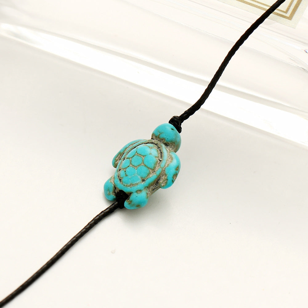 Retro Tortoise Turquoise Fish Tail Pendant Anklet Set