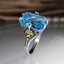 Retro Two-tone Floral Sapphire and Blue Topaz 925 Sterling Silver Ring