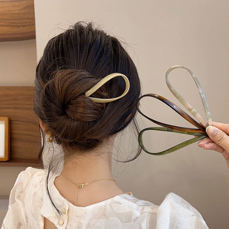 Retro U-Shaped Acetate Hairpin - Elegant Hair Ornament 2024