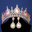 Retro Rhinestone Crown Earrings and Bridal Tiara Set