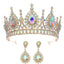 Retro Rhinestone Crown Earrings and Bridal Tiara Set