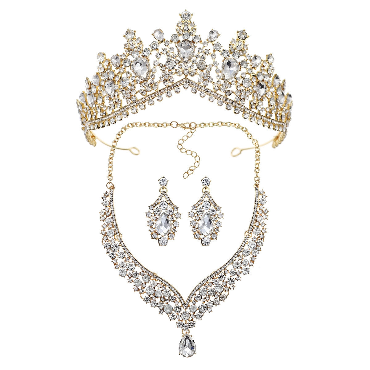 Retro Zircon Inlay Crown Set for Brides and Special Occasions