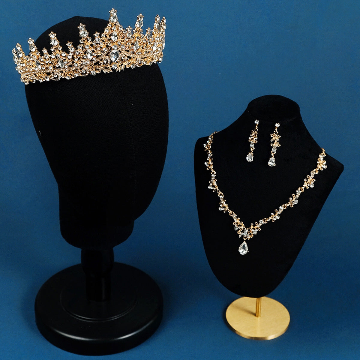 Retro Zircon Inlay Crown Set for Brides and Special Occasions